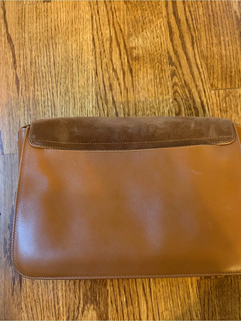 Cuyana Tan Suede and Leather Crossbody Bag with Gold Accent